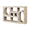 Modulaire muurplank met cirkelvormige en rechthoekige nissen