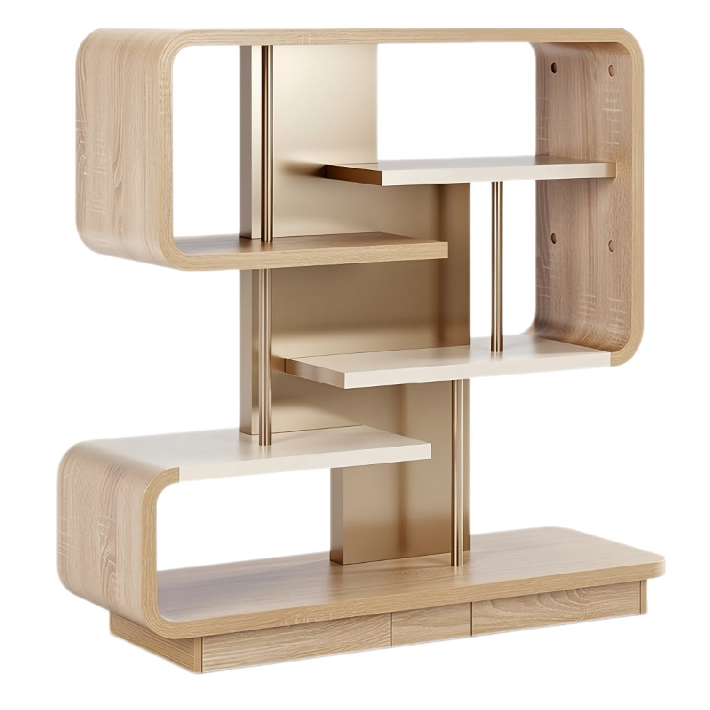 Moderne boekenplank met unieke ontwerpen en opbergruimte