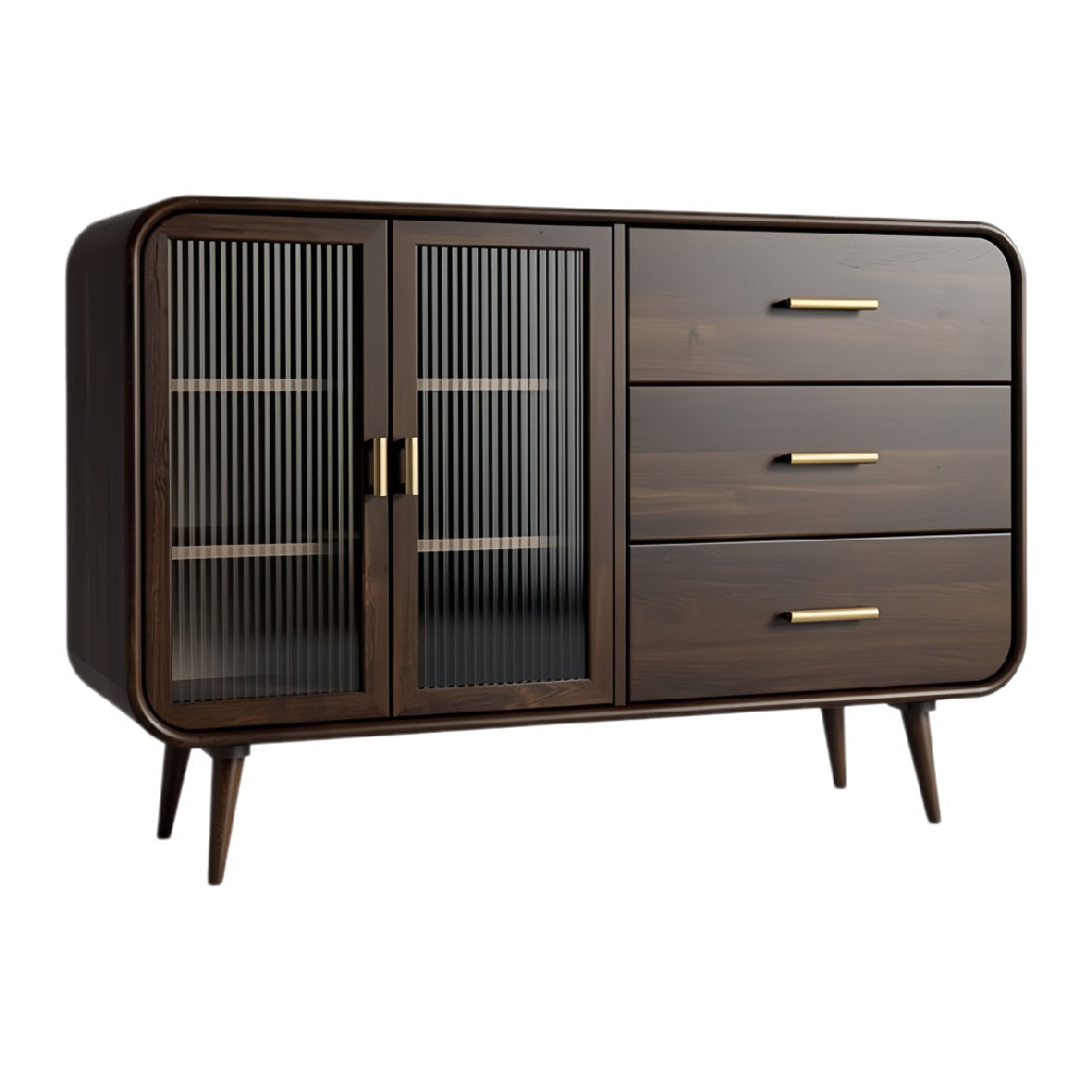 Moderne Eiken Dressoir met Glazen Deuren en Lades