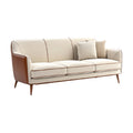 Moderne Bank met Leer en Stof in Neutrale Kleuren