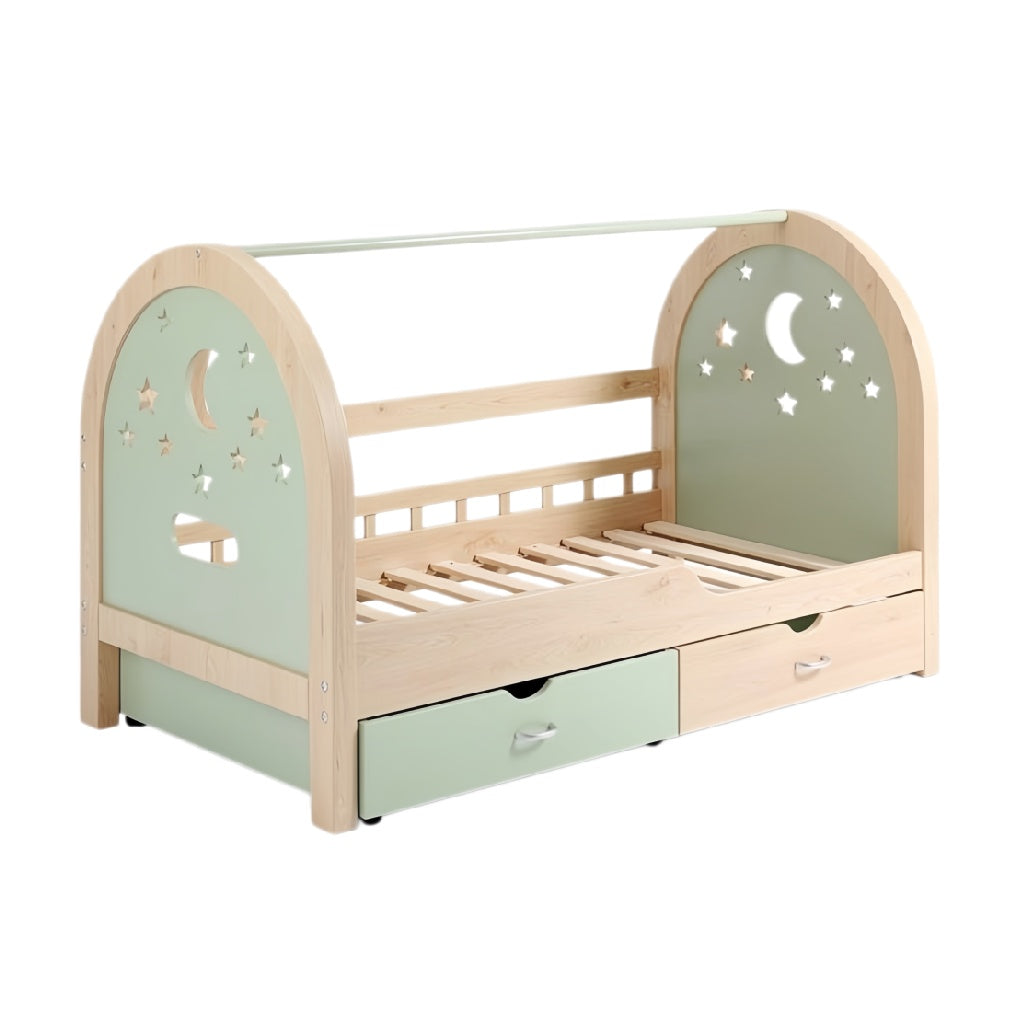 Kinderdagbed met Sterren en Maanontwerp, inclusief Opberglades